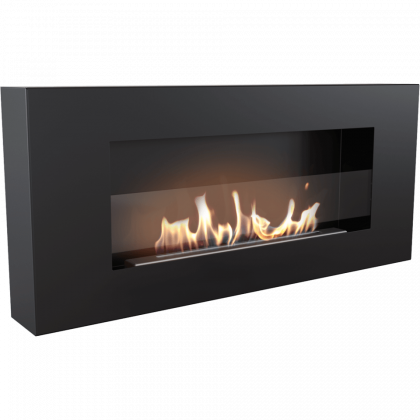 Biofireplace Kratki Delta Flat black with glass, wall mounted