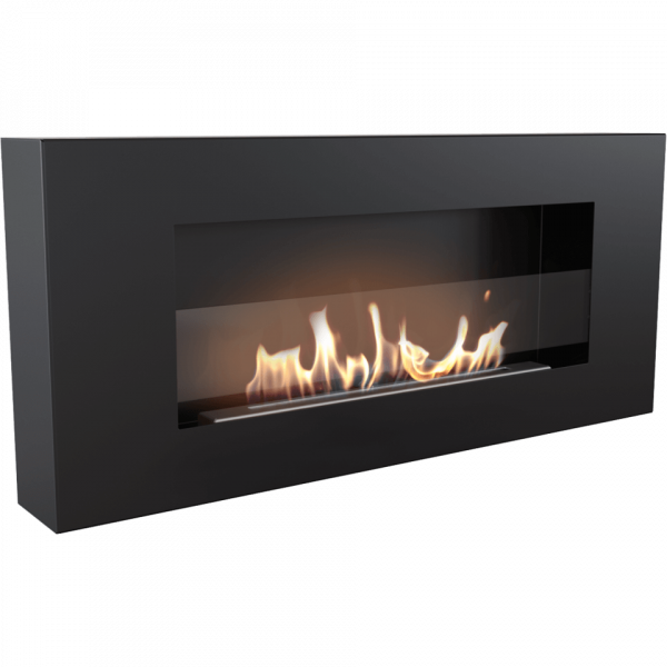 Biofireplace Kratki Delta Flat black with glass, wall mounted