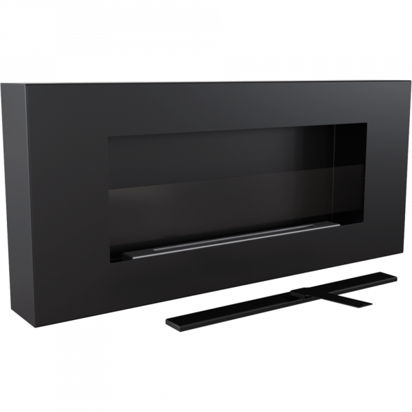 Biofireplace Kratki Delta Flat black with glass, wall mounted