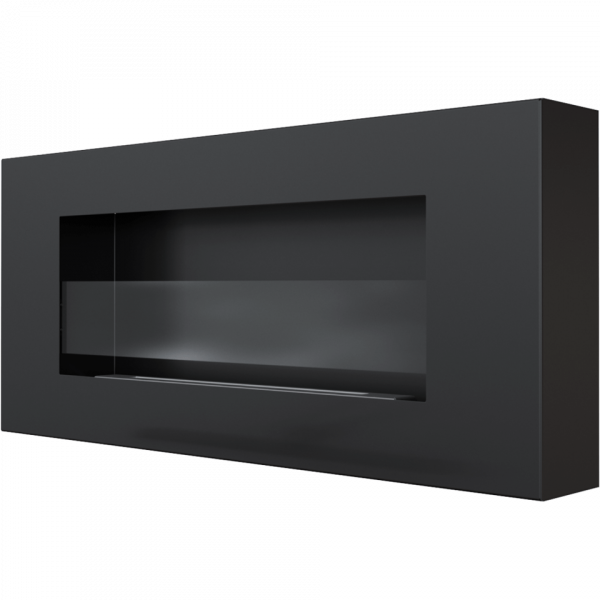 Biofireplace Kratki Delta Flat black with glass, wall mounted