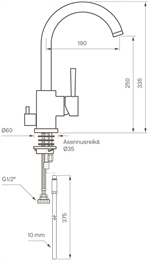 Tapwell keittiöhana Evo 184 PKV musta kromi