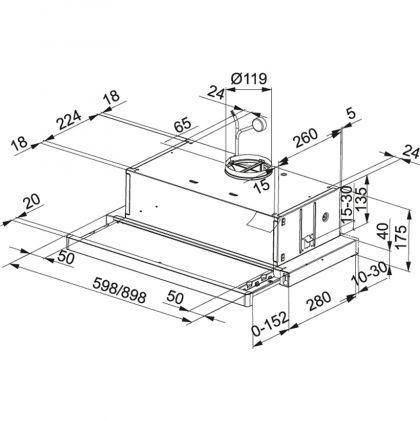 Liesikupu, kalusteeseen Franke Flexa FTC 612 XS, 60cm, RST