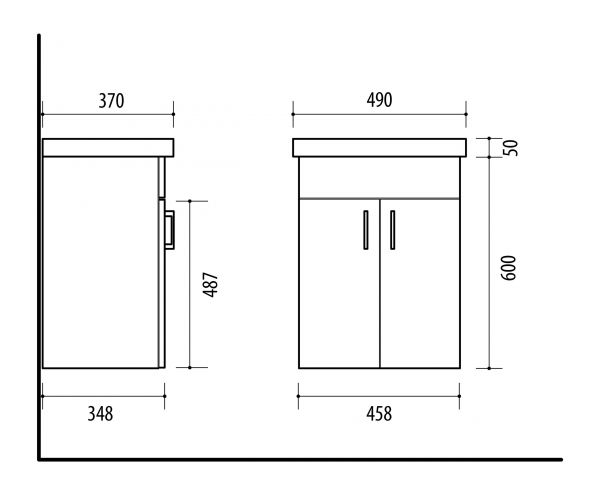 Allaskaappi Kiba Garda50 altaalla 50cm tammi