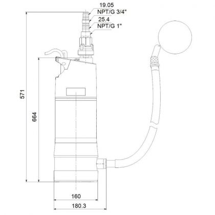 Grundfos vesiautomaatti SBA 3-45 MW kelluvalla imusihdillä