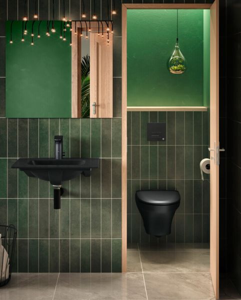 Seinä-WC Gustavsberg Estetic SC/QR, Ebony C+, HF, mattamusta