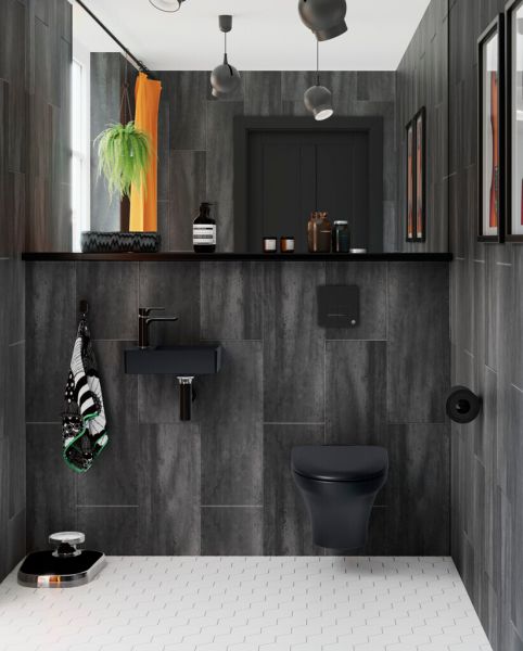 Seinä-WC Gustavsberg Estetic SC/QR, Ebony C+, HF, mattamusta