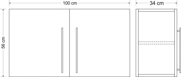 Yläkaappi HSCL 100 x 56 x 34 cm rst teräs, valkoinen