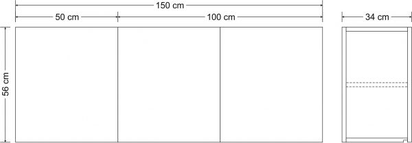 Yläkaappi HSCL Classic 150 x 56 x 34 cm rst teräs, valkoinen