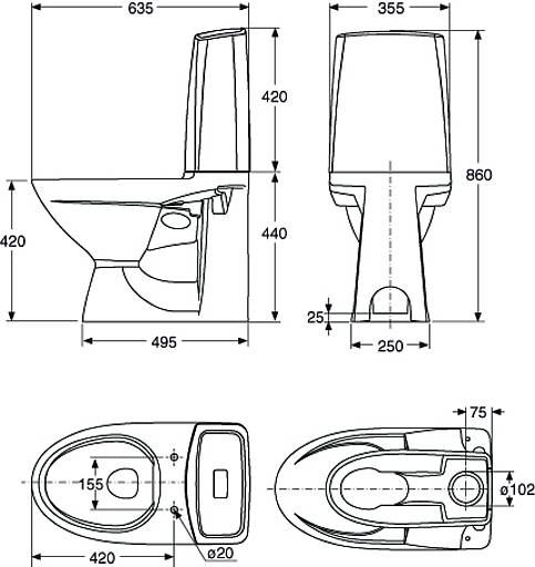 IDO wc-laite GLOW 60 2-h kanneton, ilman kiinitysreikiä, 38360-01