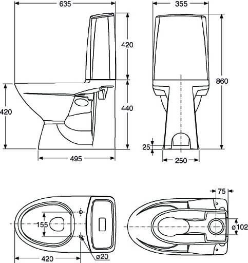 WC-istuin IDO GLOW 60 2-H KANNETON LIIMAUS 38360-01