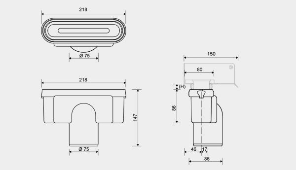 LATTIAKAIVO LINJA VESILUKOLLA UNIDRAIN 75 PYSTY