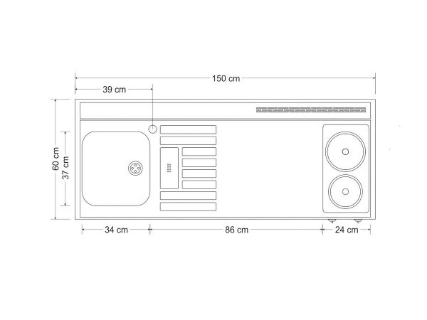 Minikeittiö MKB-150 uunilla ja keraamisella liedellä