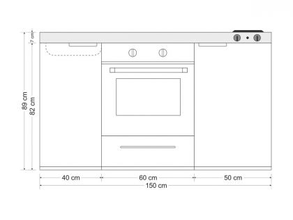 Minikeittiö MKB-150, oikea sähköliesi, vasen allas