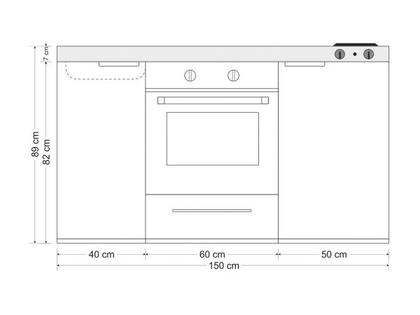 Minikeittiö MKB-150 uunilla ja sähköliedellä