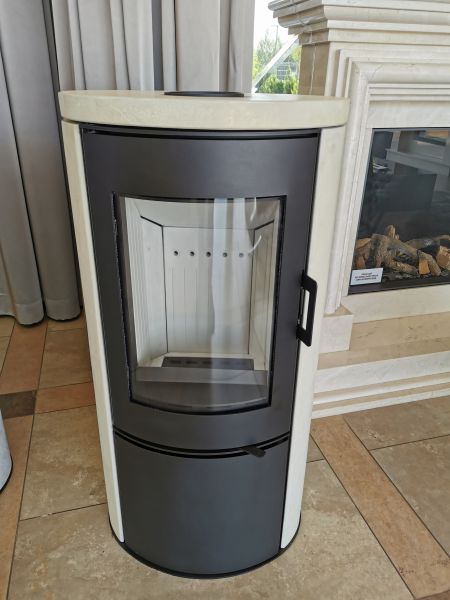 Wood stove Koza AB S / DR freestanding steel stove, cream concrete