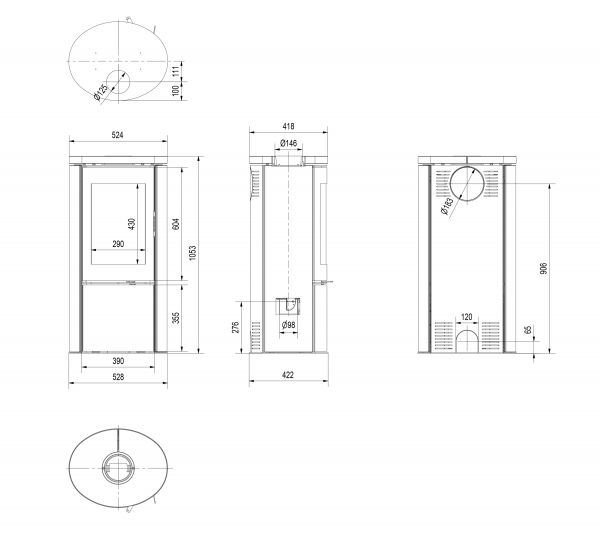 Wood stove Koza AB S / DR freestanding steel stove, cream concrete