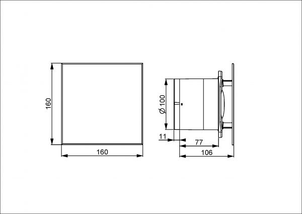 Kylpyhuonepuhallin Prof KWS100, perusmalli