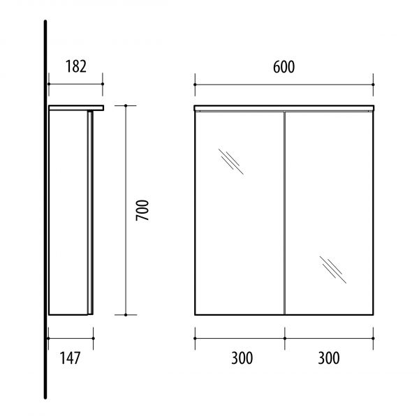 Peilikaappi Kiba LOOK60 led panel , antrasiitti