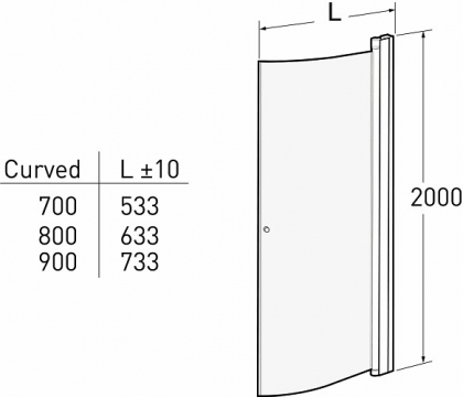 Suihkuseinä Ido Showerama 10-41, kaareva kirkas 900mm