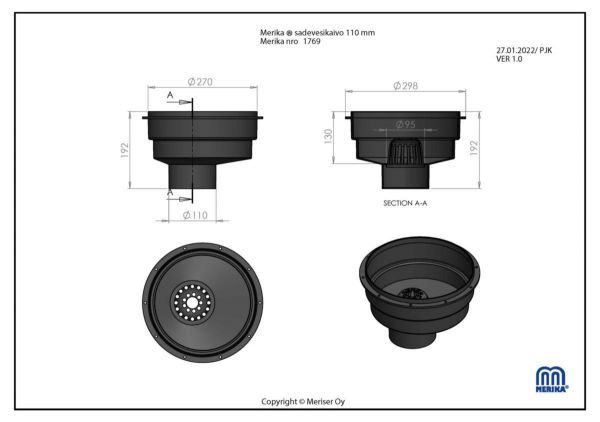 Merika Grande 1769 rännikaivo 110/315 mm, syvä