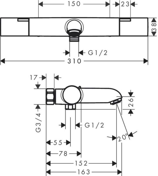Termostaaattisuihkuhana Hansgrohe Ecostat Fine Nordic