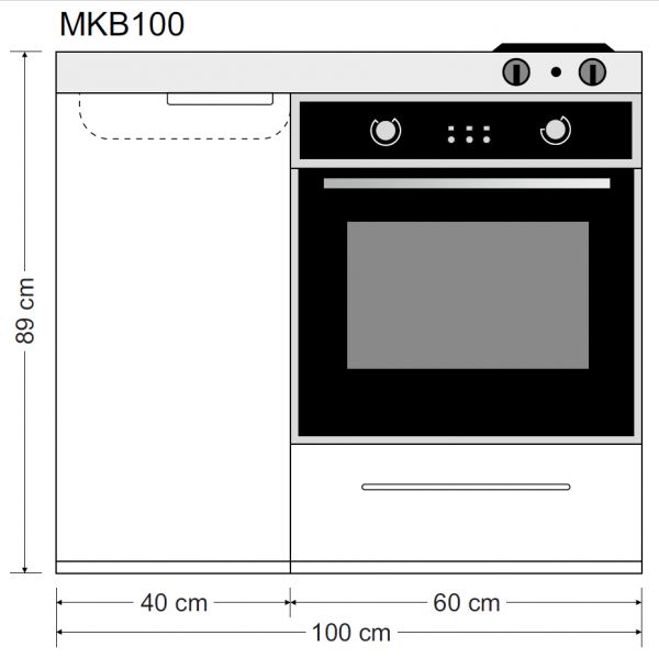 Minikeittiö MKB-100 uunilla ja keraamisella liedellä