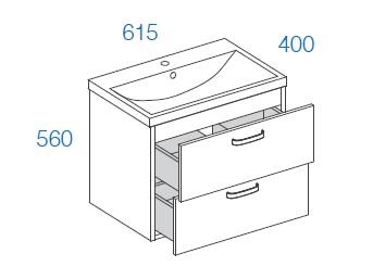 Allaskaappi altaalla Kiba ARKADIA 60 cm WT tammi