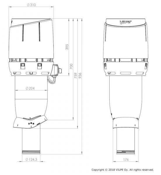 Huippuimuri Vilpe Eco 125p/700 Flow vihreä