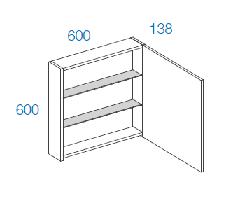 Peilikaappi Kiba ADA 60 valkoinen