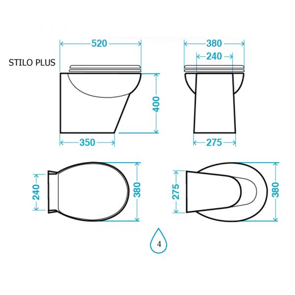 Silppuava WC Planus Stilo Plus, wc + pesuallas + suihku