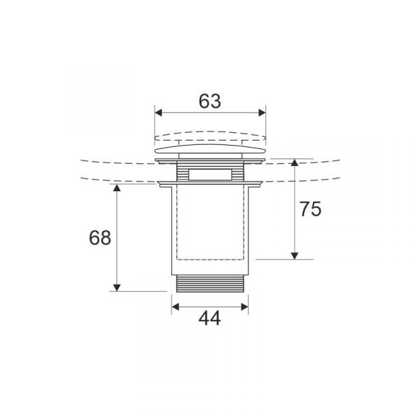 Ylivuotopohjaventtiili kromi 60mm