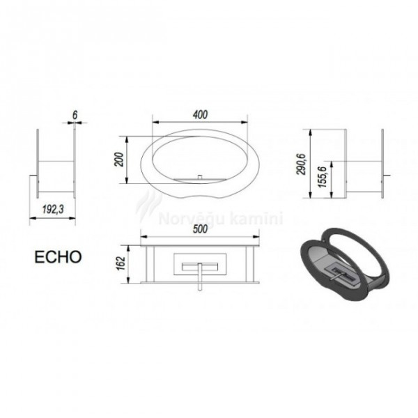 Biofireplace Kratki Echo Black