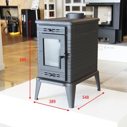 Wood burning cast iron stove K10 Ø 130, 10 kW with hot plates