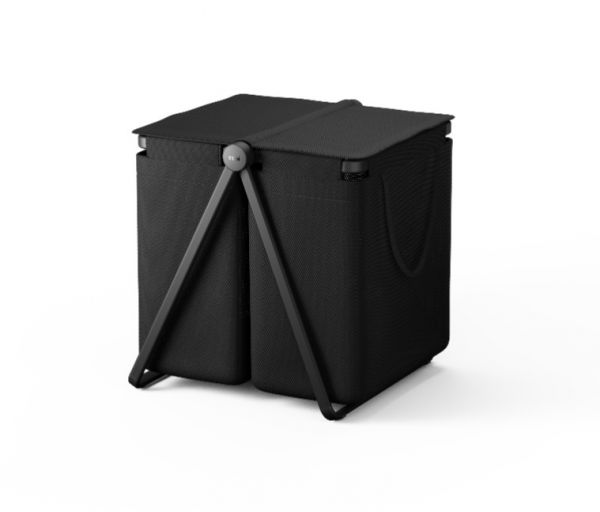 Pyykkiteline paketti Stewi, kuivausteline ja pyykkikori sekä vaateteline, musta