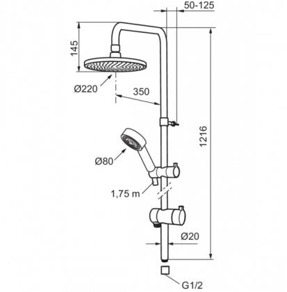 Kattosuihkusetti Mora Rexx Shower System S5 kromi