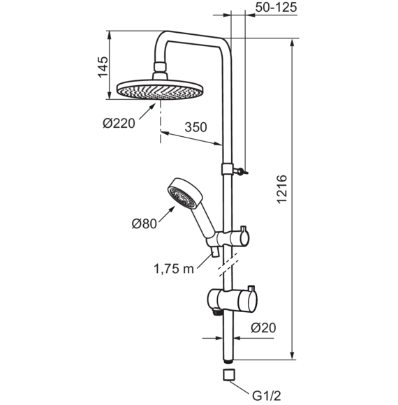 Kattosuihkusetti Mora Rexx Shower System S5 kromi