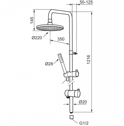 Kattosuihkusetti Mora Rexx Shower System S6 kromi