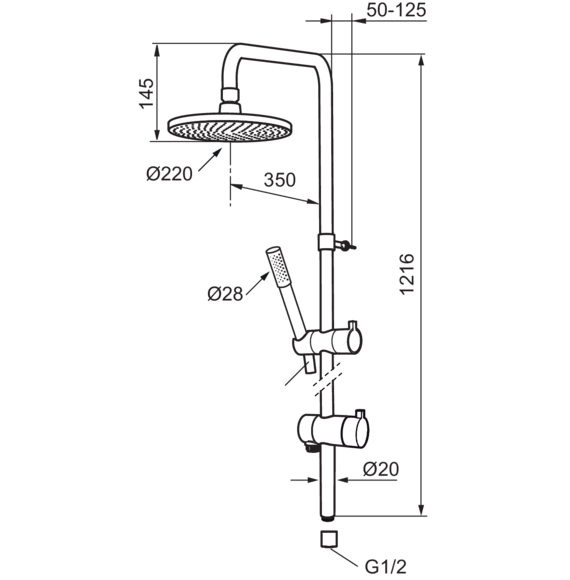 Kattosuihkusetti Mora Rexx Shower System S6 kromi