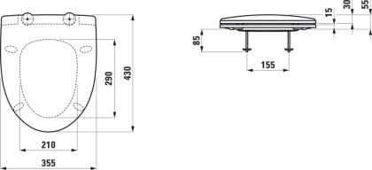 WC-istuinkansi Laufen Rigo 893361 SC-QR kova, mattamusta