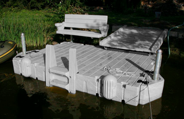 Uimalaituri Rotodock 4,9 x 1,5 metriä, sis kulkusillan ja uimaportaat, harmaa 