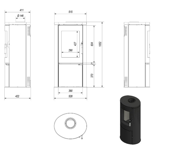 Freestanding stove Koza AB Black