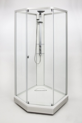 Suihkukaappi IDO Showerama 10-5 1000x1000  viisikulmainen hopea