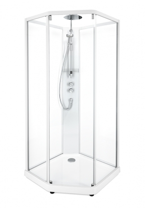 Suihkukaappi IDO Showerama 10-5 1000x1000  viisikulmainen valk.
