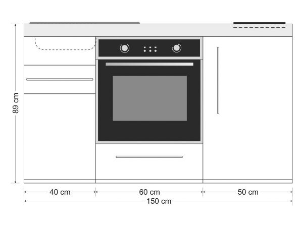 Minikeittiö MPB-150 uunilla ja induktioliedellä, tummaharmaa