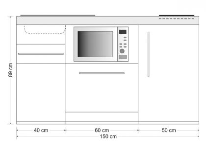 Minikeittiö MPGSM-150 Premiumline, mikrouunilla, astianpesukoneella, induktioliedellä, valkoinen