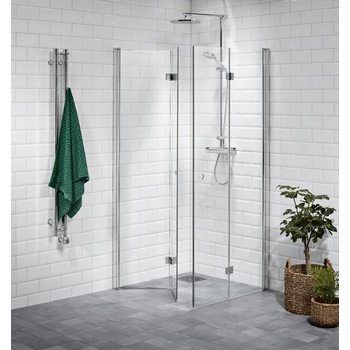 Shower corner hinged, clear 80 x 80