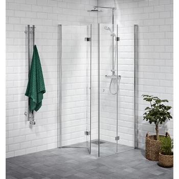 Shower corner hinged, clear 90 x 90