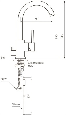 Keittiöhana Tapwell Evo 184 pkv mattamusta