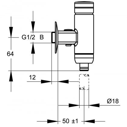 Urinaalin huuhteluventtiili KWC AQUA DN 15