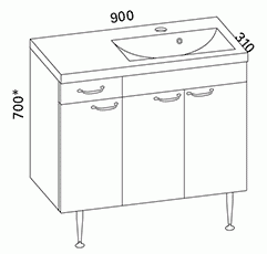 Kylpyhuoneryhmä Otsoson Mini Clever 900 oikea valkoinen sileä